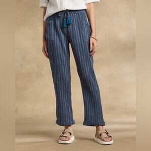 NWT Sundance Campari Pants Striped Print Yarn Dyed Cotton Blue Size Small